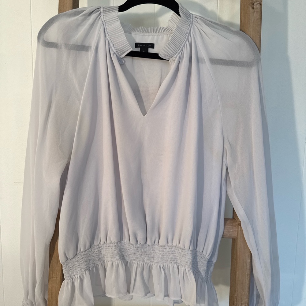 Ann Taylor Gray Blouse - Picture 2 of 3